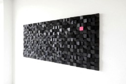 Black Large Wood Wall Art Modern 3D Wooden Mosaic Sculpture Panel - thumbnail 1