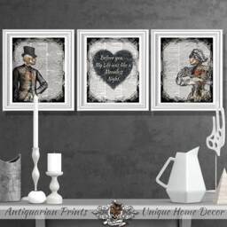 Wedding Gift Art Prints, Bridesmaid Wall Decor, Valentine's Gift, On Antique Dictionary Book Pages, Anatomical Skeletons, Love - thumbnail 1