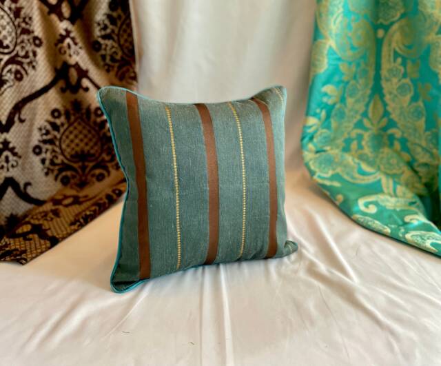 Teal & Chocolate Brown Pillow Cover Robert Allen Woven Velvet, 16 - image 1