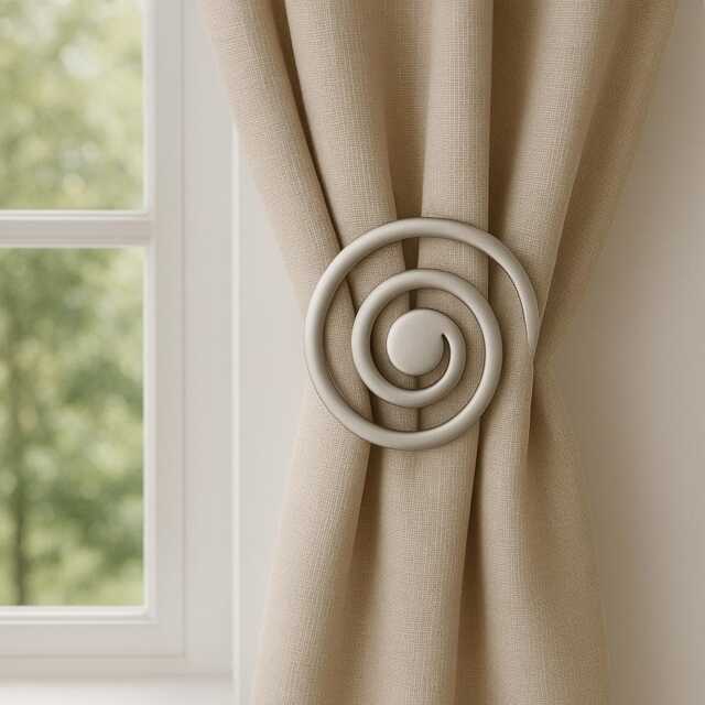 Metallic Spiral Design Magnetic Holdback For Curtains & Drapes/3 Colors Curtain Holders, Clip Pulls, Minimalist - image 1