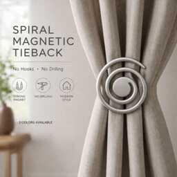 Spiral Magnetic Curtain Tieback - No Drill Holder, Minimal Modern Clip, Invisible Wire Holdback For Drapes/ 3 Cololrs
