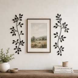 Set Of 2 Leaf Branch Metal Wall Art, Symmetrical Botanical Hanging, Minimalist Nature-Inspired Decor For Bedroom Living Room Entryway - thumbnail 2