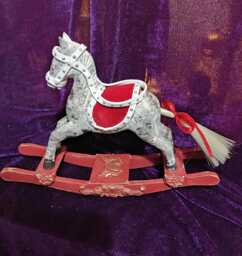 Upcycled Miniature Rocking Horse - Handmade Christmas Gift Home Decor Bedroom Wooden Ideas Whimsical Statue - thumbnail 1