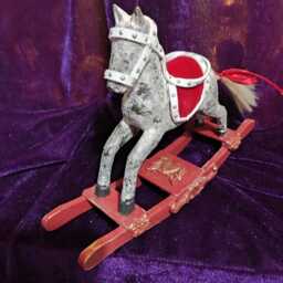 Upcycled Miniature Rocking Horse - Handmade Christmas Gift Home Decor Bedroom Wooden Ideas Whimsical Statue - thumbnail 3