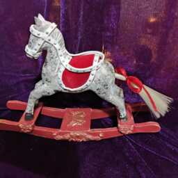 Upcycled Miniature Rocking Horse - Handmade Christmas Gift Home Decor Bedroom Wooden Ideas Whimsical Statue - thumbnail 2