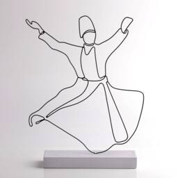 Handmade Wire Dervish Sculpture Minimalist Line Art Decor - thumbnail 2