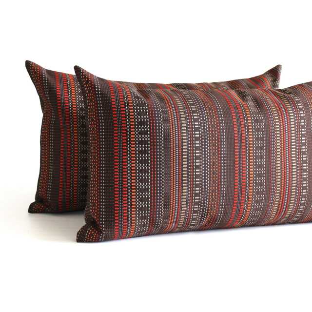 Rust & Brown Striped Throw Pillow Cover Modern Upholstery Fabric Pillowcase - image 1