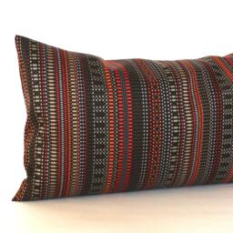Rust & Brown Striped Throw Pillow Cover Modern Upholstery Fabric Pillowcase - thumbnail 3