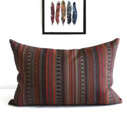 Rust & Brown Striped Throw Pillow Cover Modern Upholstery Fabric Pillowcase - thumbnail 2