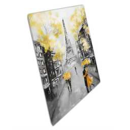 Vibrant Yellow Umbrella Paris Eiffel Tower Canvas Art Print For Home Office Wall Decor - thumbnail 1