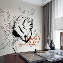 Abstract Grizzly Bear Head Wall Decal, Forest Nursery Decor - thumbnail 3