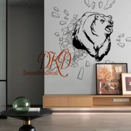 Abstract Grizzly Bear Head Wall Decal, Forest Nursery Decor - thumbnail 2