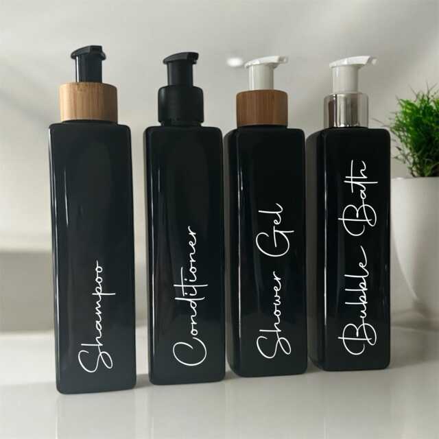 Personalised Black Square Soap Dispenser Bottle With Pump 250Ml - 12 Options - image 1