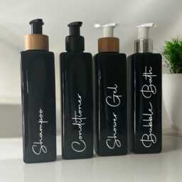 Personalised Black Square Soap Dispenser Bottle With Pump 250Ml - 12 Options