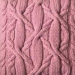 Hand Knit Cable Pillow Cover Soft Rose Accent With Buttons - thumbnail 3