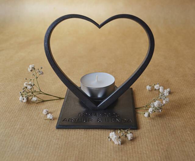 Personalized Iron Heart Candle Holder, Iron Heart, 6Th Anniversary Gift For Wife, Wedding Gift, Anniversary Candle, Iron Her - image 1