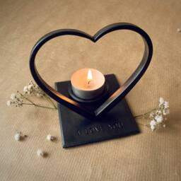 Personalized Iron Heart Candle Holder, Iron Heart, 6Th Anniversary Gift For Wife, Wedding Gift, Anniversary Candle, Iron Her - thumbnail 2