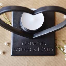 Personalized Iron Heart Candle Holder, Iron Heart, 6Th Anniversary Gift For Wife, Wedding Gift, Anniversary Candle, Iron Her - thumbnail 3