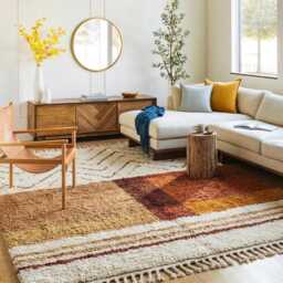 White Beige Zigzag Moroccan Shag Rug - Hand Tufted Berber Wool Carpet Boho Tribal Decor Large Area - thumbnail 3
