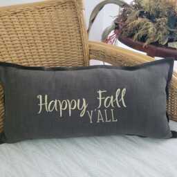 Happy Fall Linen Pillow Cover, Autumn Fall Pillow, Thanks Giving Haloween - thumbnail 2