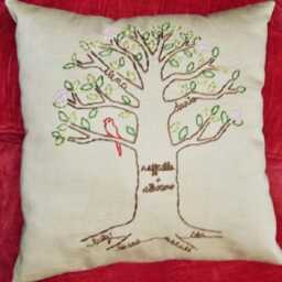 Custom Family Tree Throw Pillow Cover Meaningful Unique Personalized Mother's Day Or Anniversary Gift Hand Embroidered Only No - thumbnail 2