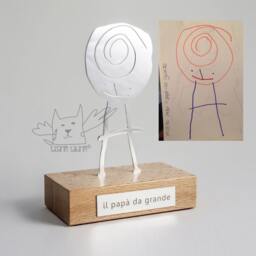 Handmade Silver Personalized Single Figured Tabletop Sculpture, Gifts From Your Child's Art, Unique Gift - thumbnail 1