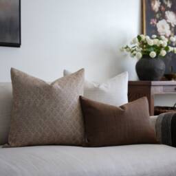 Warm Neutral Pillow Cover Combo Set Brown Farmhouse Floral Gingham - thumbnail 2