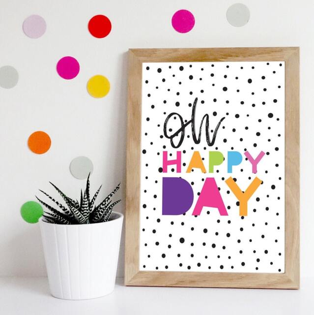 Oh Happy Day Print, Girls Nursery Prints, Quotes, Playroom Bedroom Wall Art, Decor - image 1