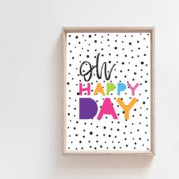 Oh Happy Day Print, Girls Nursery Prints, Quotes, Playroom Bedroom Wall Art, Decor - thumbnail 2