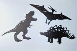 Dinosaur Trio Wall Art, Single Layer Set Of Three Decor Home, Dino Nursery, Kids Bedroom Play Room, Jurassic Theme Baby Gift - thumbnail 1