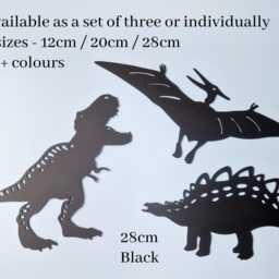 Dinosaur Trio Wall Art, Single Layer Set Of Three Decor Home, Dino Nursery, Kids Bedroom Play Room, Jurassic Theme Baby Gift - thumbnail 2