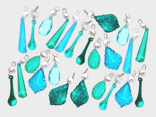 24 Christmas Tree Wedding Decorations Advent Calendar Fillers Mix Color Chandelier Drops Glass Crystals Droplets Beads Light Crafts Parts - image 1