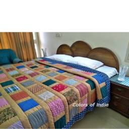 Colorful Indian Patchwork Quilt - Boho Bedspread - thumbnail 3