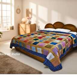 Colorful Indian Patchwork Quilt - Boho Bedspread - thumbnail 1