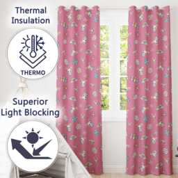 Cute Rainbow Bunny Flower Egg Pastel Kawaii Pink Background Seamless Pattern Readymade Eyelet Ring Top Thermal 100% Blackout Curtains - thumbnail 3