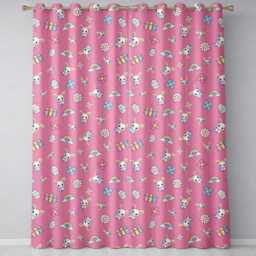 Cute Rainbow Bunny Flower Egg Pastel Kawaii Pink Background Seamless Pattern Readymade Eyelet Ring Top Thermal 100% Blackout Curtains - thumbnail 2