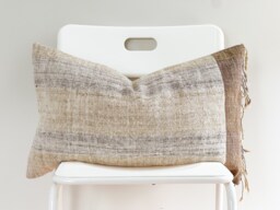 "Handwoven Hemp Lumbar Pillow Cover Vintage Karen Tribal Design - 14"" X 24" - thumbnail 1