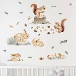 Nordic Forest Small Animals Wall Decals, Plastic-Free Kids' Room Stickers - thumbnail 1