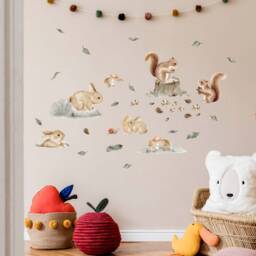 Nordic Forest Small Animals Wall Decals, Plastic-Free Kids' Room Stickers - thumbnail 2