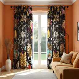 Coffee Lover Curtains, Fun Cafe Print Drapes With Sweets & Treats, Quirky Kitchen Or Bar Window Panels, Time For Curtains - thumbnail 3
