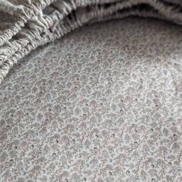 Botanical Crib Sheet Cream Tan Brown Fitted Sheet, 100% Cotton - thumbnail 4