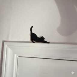 Cat Stretching Light Switch & Doorframe D??cor - 3D Printed Textured - thumbnail 2