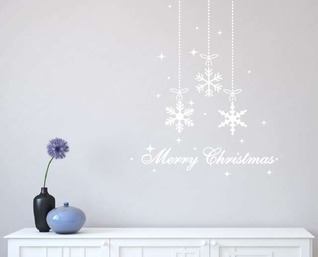 Christmas Snow Flake Decal Holiday Wall Decals For Walls Stickers Stick On Wall Art Decalisland - Snowflake - image 1