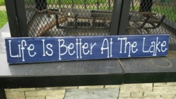 Life Is Better At The Lake Wood Sign Distressed Wall Hanging Rustic House Decor Housewarming Gift Cabin Summer Beach - thumbnail 1