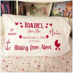 Personalized Pillowcase - Birth Stats Pillow Case Customized Cover For Kids Custom Child Name Gift - thumbnail 2