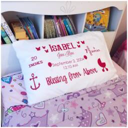 Personalized Pillowcase - Birth Stats Pillow Case Customized Cover For Kids Custom Child Name Gift
