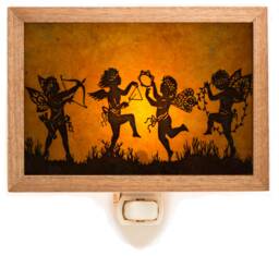 Fairy Dance Mica Night Light Handmade Hardwood Frame, Soft Glow