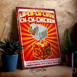 La-La-La-Lava, Ch-Chi-Chicken Metal Sign - Movie Mine Jack Black Pixel Gamer Funny Bedroom Mancave - thumbnail 1