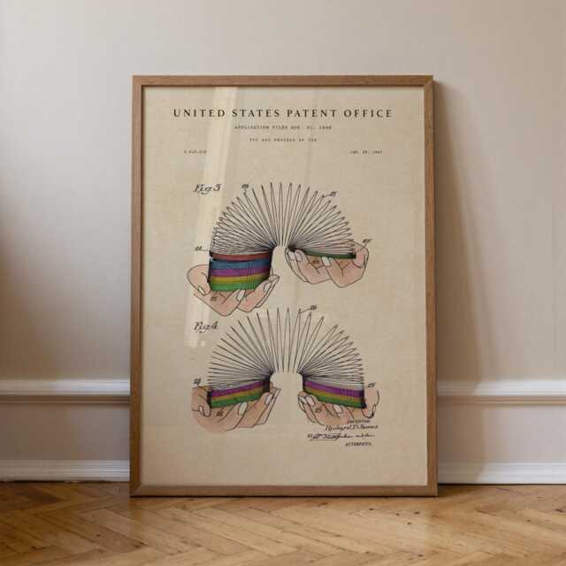 Coil Toy Patent Print No.2 Hand-Painted Watercolor Wall Art - image 1