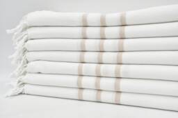 "Turkish Towel, Beige Striped Towel, Cotton Towel, Peshtemals, Beach Towel, 40""x70"
